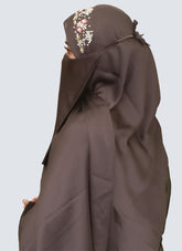Pearl Embroidered Hijab Niqab Set - Dark Grey
