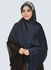 Pearl Embroidered Hijab Niqab Set - Navy