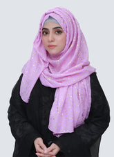 Lawn Hijab with Golden Dotted Embossed Design - Purple