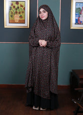 Namaz Chaddar - Black Floral Design