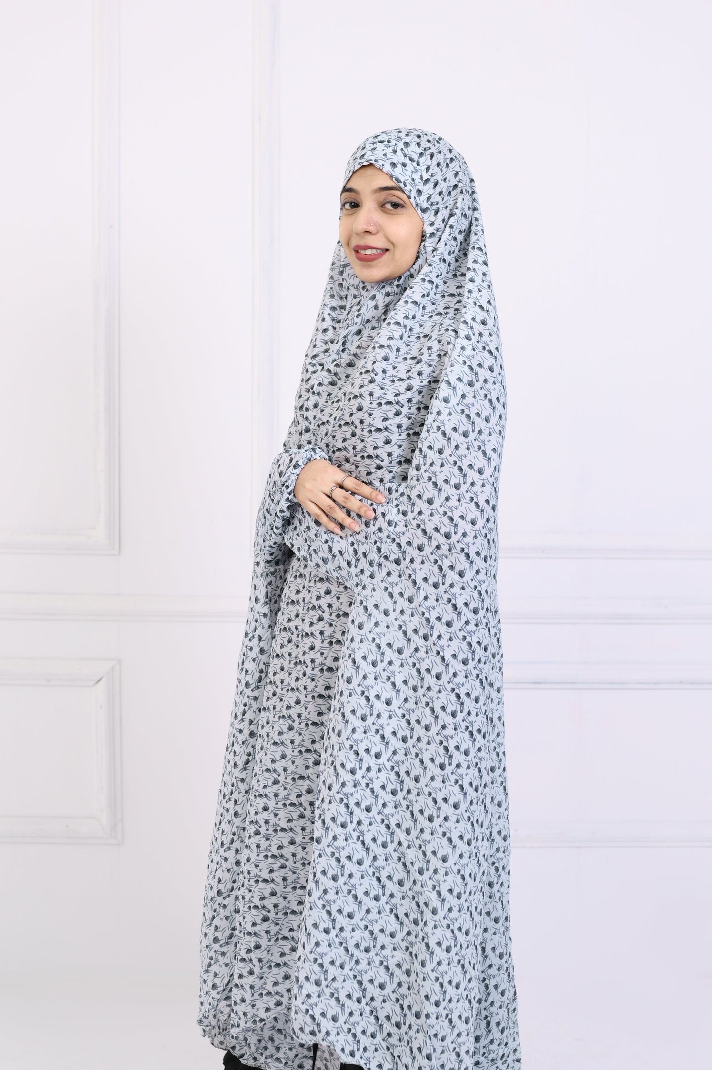 Namaz Chaddar - Printed White