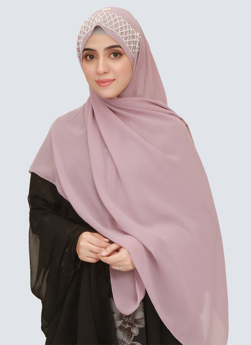 Cut Dana Work Embroidered Hijab Niqab Set - Lavender