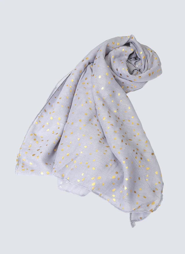 Lawn Hijab with Golden Dotted Embossed Design - Ice Blue