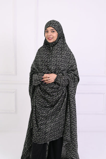 Namaz Chaddar - Printed Black - Design 2