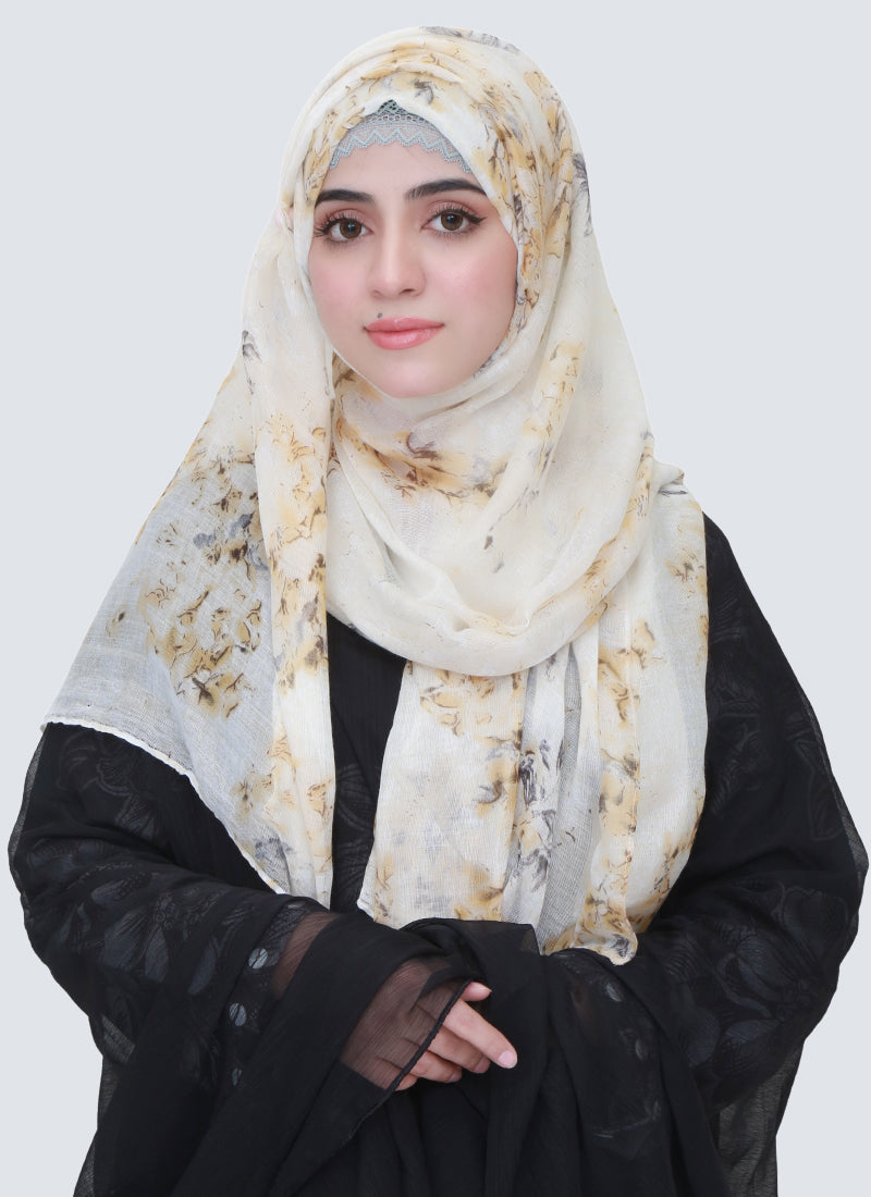 Lawn Marble Flowered Print Design - Lemon