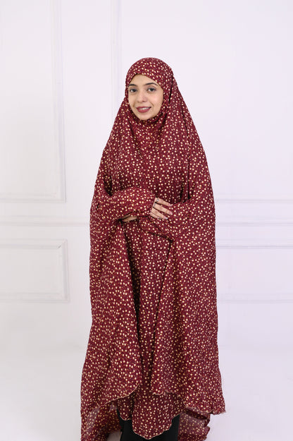 Namaz Chaddar -Printed Maroon