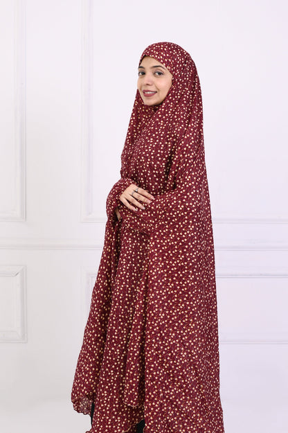 Namaz Chaddar -Printed Maroon