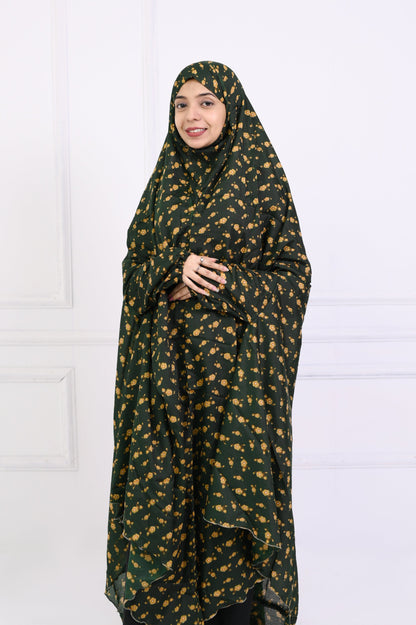 Namaz Chaddar - Printed Dark Green