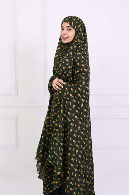 Namaz Chaddar - Printed Dark Green