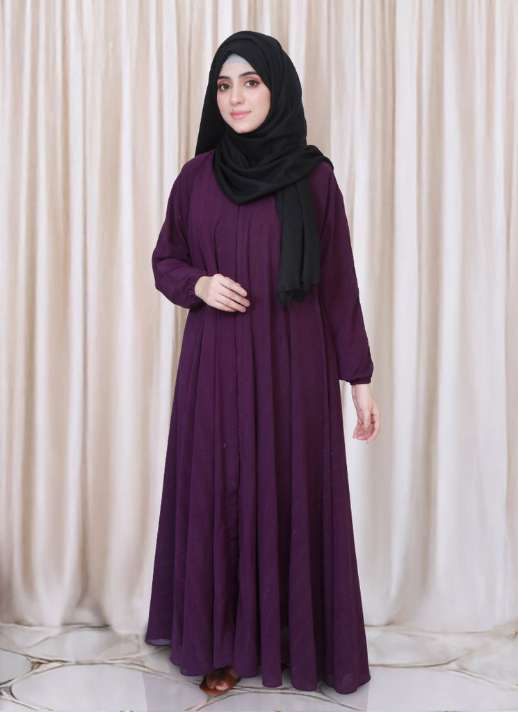 purple abaya dress Rona Sleeves Patterned Abaya - Lilac