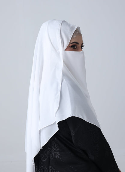 Double Loop Hijab With Plain Niqab - White