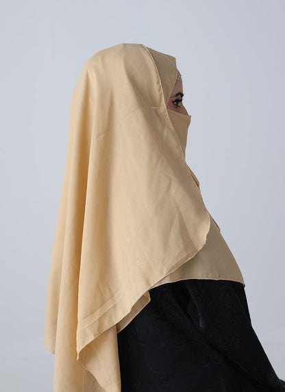 Double Loop Hijab With Plain Niqab - Muddy Nude