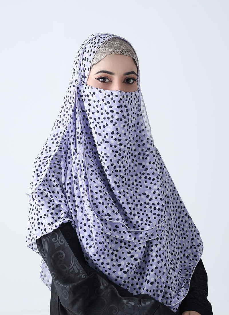 Double Loop Hijab With Plain Niqab - Printed Design 2