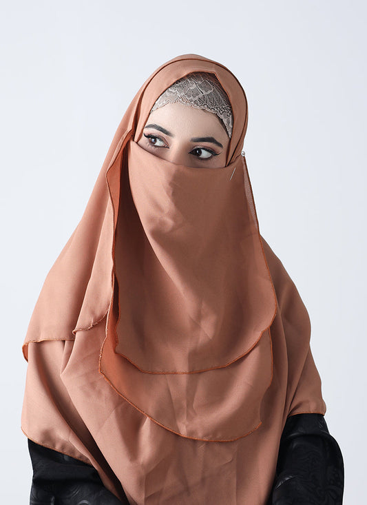 Double Loop Hijab With Plain Niqab - Skin