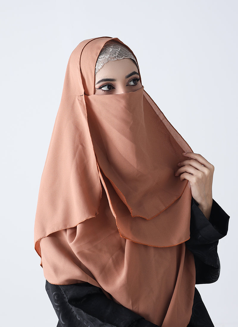 Double Loop Hijab With Plain Niqab - Skin