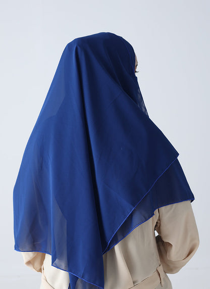 Double Loop Hijab With Plain Niqab - Royal Blue