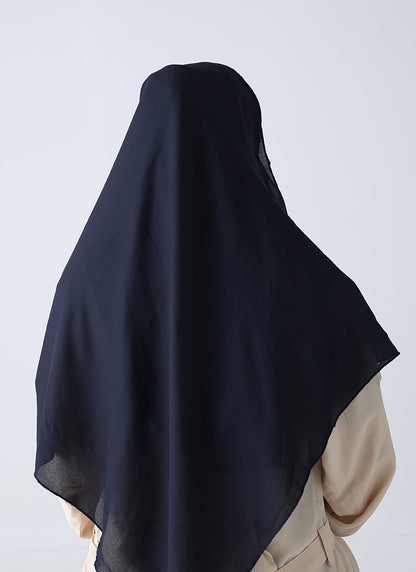 Double Loop Hijab With Plain Niqab - Navy Blue