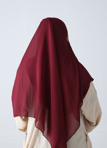 Double Loop Hijab With Plain Niqab - Maroon