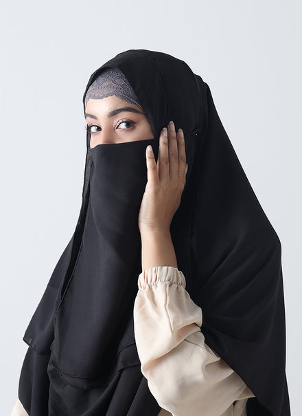 Double Loop Hijab With Plain Niqab