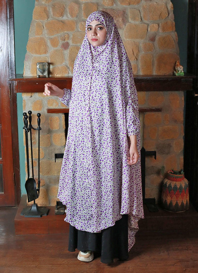 Namaz Chaddar - Purple Flowers Printed